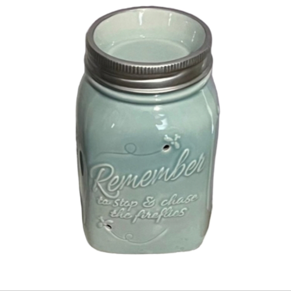 Scentsy Mason Jar Chasing Fireflies Full-Size Wax Warmer Light Blue Farmhouse - Picture 4 of 4